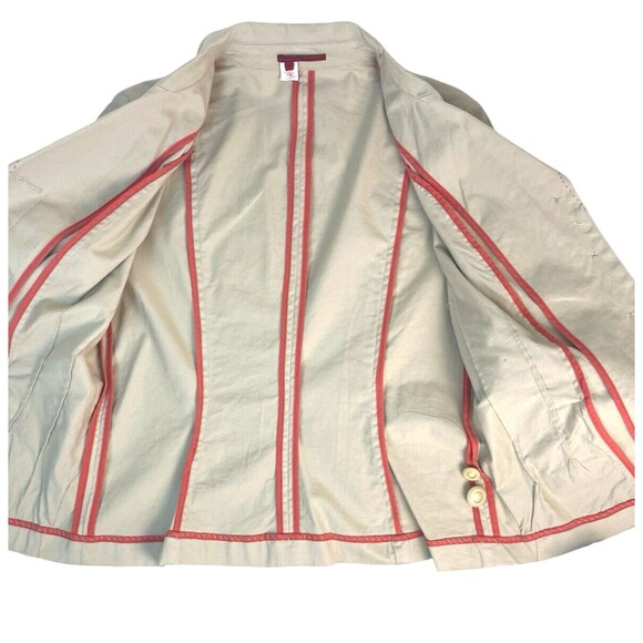 Anthropologie Tape Measure Topstitch Blazer Jacket Khaki Wide Cuff Tailored 12 - Picture 9 of 16